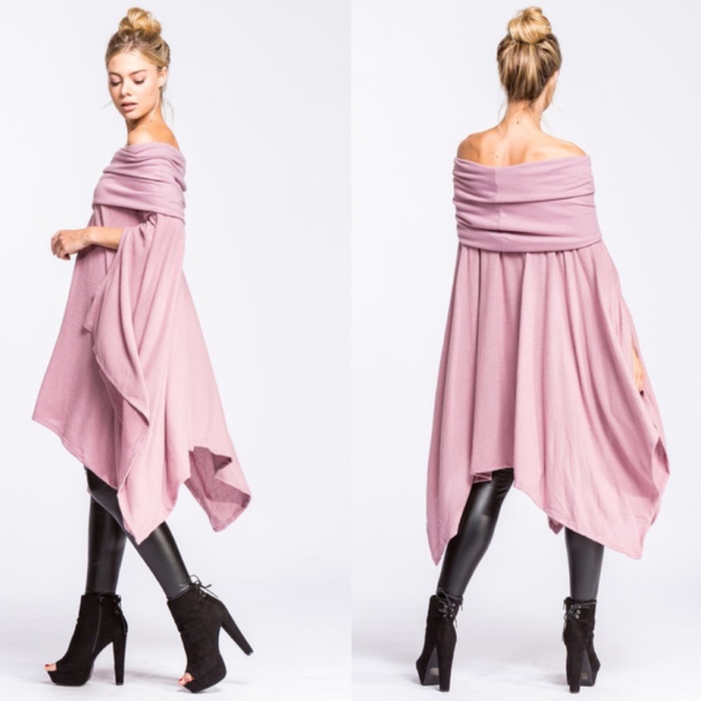 HENRY Off Shoulder Tunic Top - MAUVE - Picture 2 of 3
